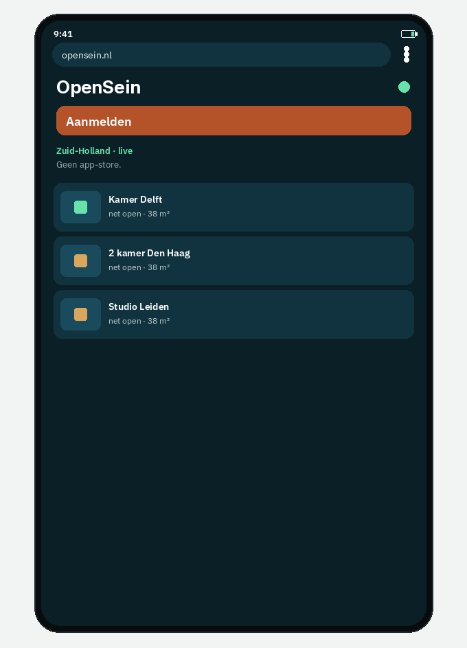 Android, stap 1: Open opensein.nl in Chrome