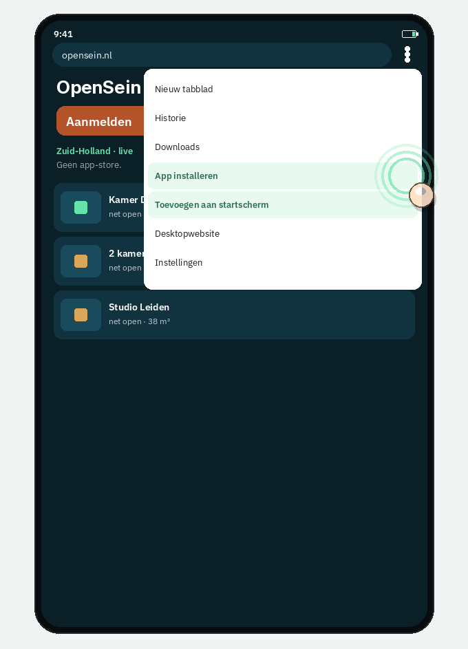Android, stap 3: Tik op App installeren