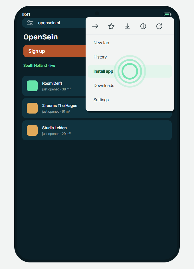 Android, step 3: Tap Install app
