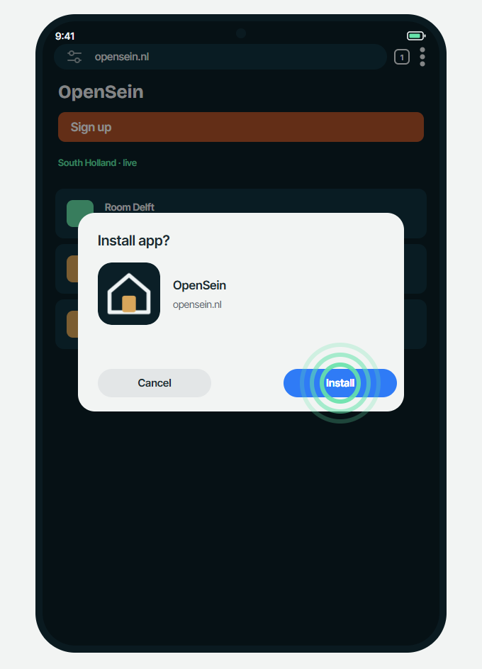 Android, step 4: Tap Install