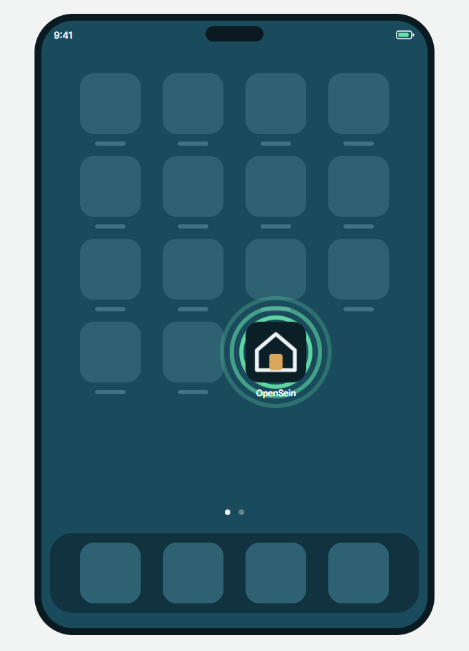 iPhone, step 5: Done. OpenSein sits between your apps